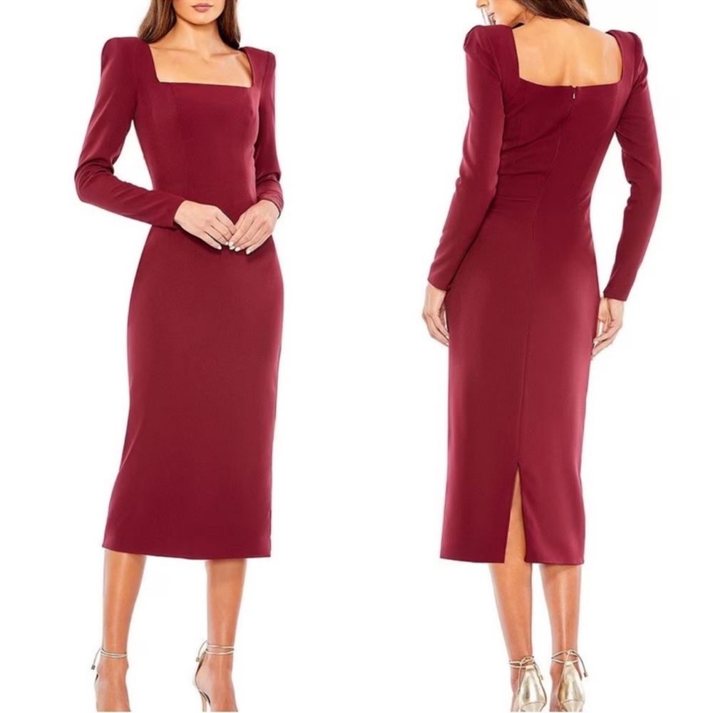 NWT Mac Duggal Square Neck Midi Dress